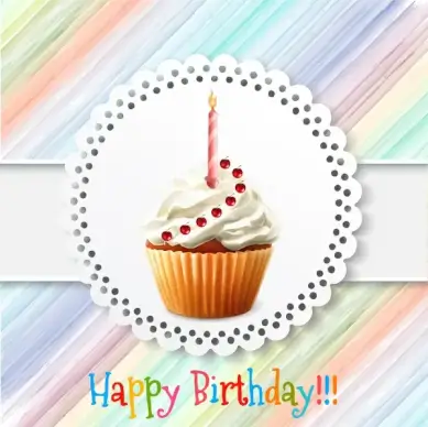 birthday card vector design with cupcake illustration
