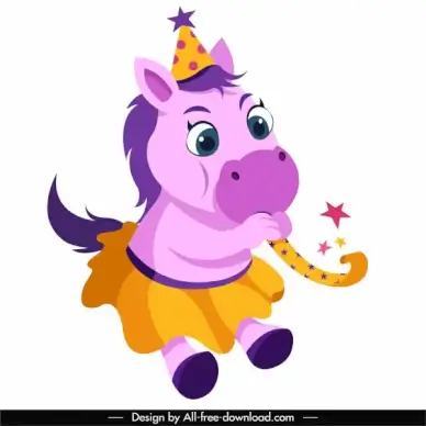 birthday icon cute stylized horse sketch