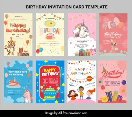 birthday invitation card templates collection cute dynamic
