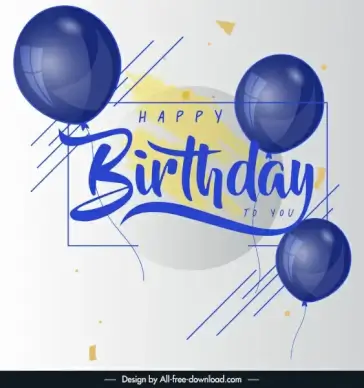 birthday poster template modern bright design balloon decor