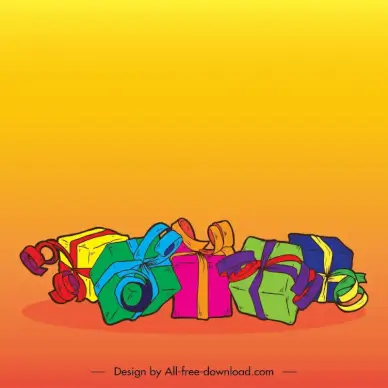birthday present design elements retro handdrawn gifts sketch 