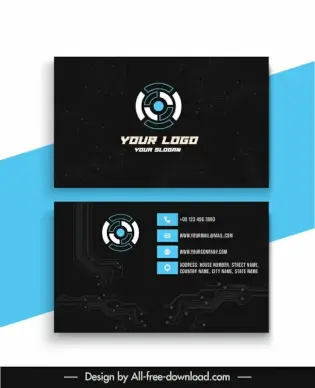 bitcoin business card template elegant dark flat circle logo 