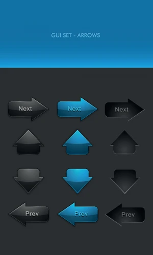 black and blue web button vector set