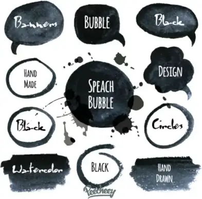 black and white watercolor bubble speach