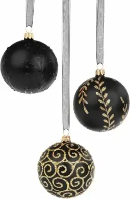 black christmas baubles