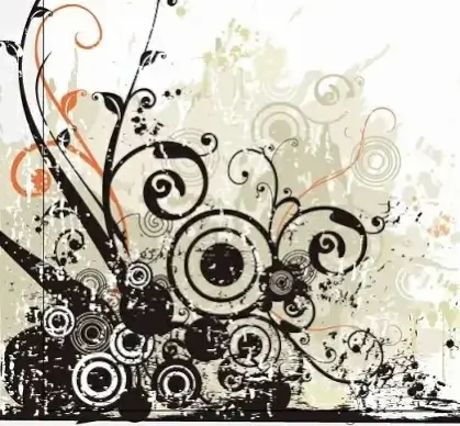 Black Flowers Swirls Vector