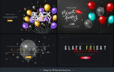 black friday banber templates collection luxury balloon texts decor