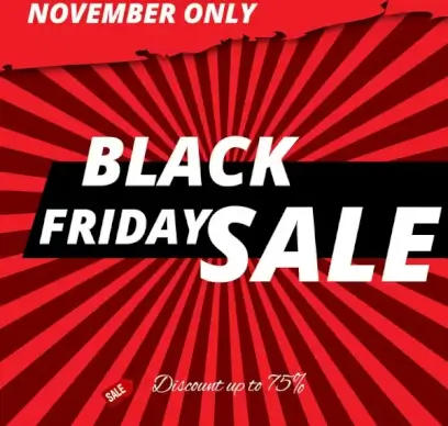 black friday banner on eventful rays background