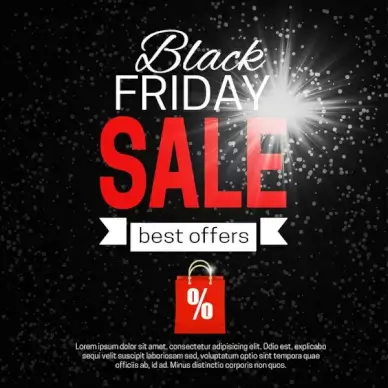 black friday banner with flash on dark background