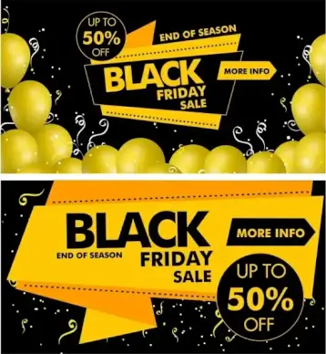 black friday banner yellow black design origami decor