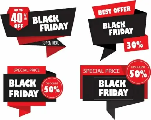black friday design elements 3d origami decor
