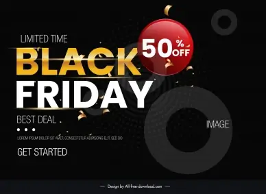 black friday discount banner template elegant blurred circles confetti