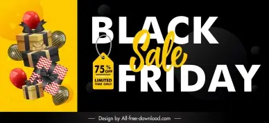 black friday discount banner template modern elegant contrast decor