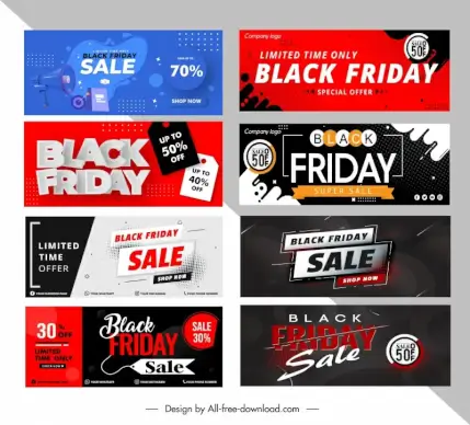 black friday discount banners templates collection elegant design 