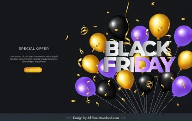 black friday sale banner dynamic elegant balloons