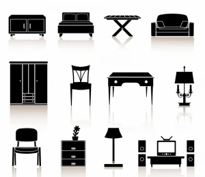 black n white icons - furniture