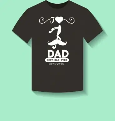 black tshirt decoration love dad motif white silhouette