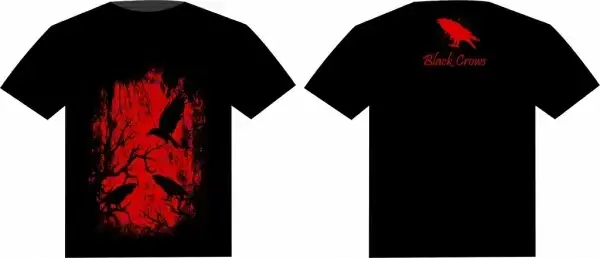black tshirt template crows silhouette scary forest decor