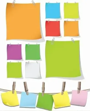 Blank Colorful Papers with Clip Vector Graphic