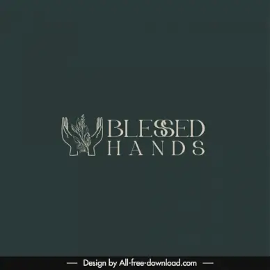 blessed hands logo template flat handdrawn classic sketch