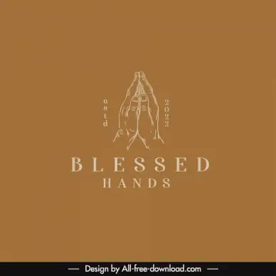 blessed hands logotype flat retro handdrawn symmetry