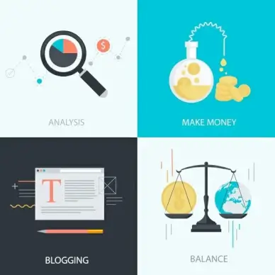 blogging and earning elements with various types isolation