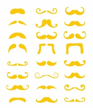 Blond moustache or mustache vector set