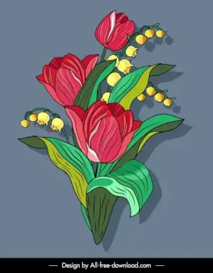 blooming orchid painting colorful classical design