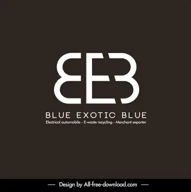blue exotic blue logo template contrast design elegant flat symmetric texts sketch