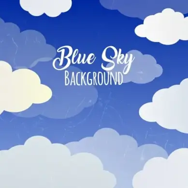 blue sky background white clouds decoration retro design