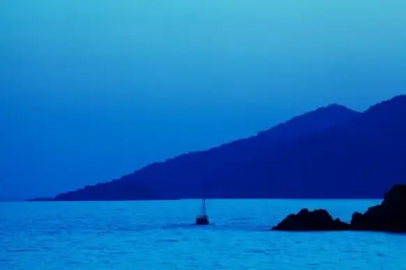 blue sunset and boat