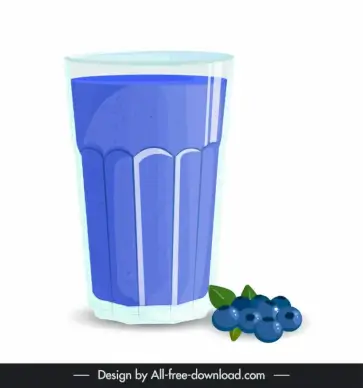 blueberry  smoothie glass icon blue classic sketch