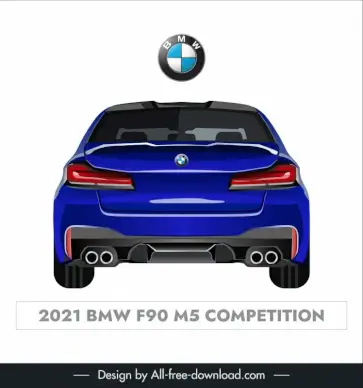 bmw f90 m5 car model icon modern rear view sketch symmetric design