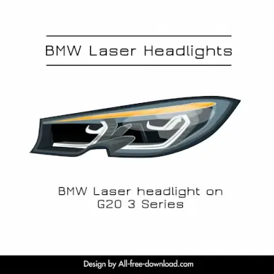 bmw laser headlight advertising banner template modern flat sketch 