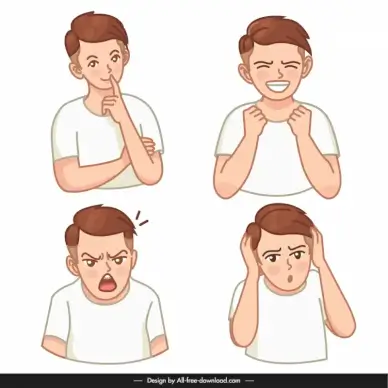 body language design elements young boys emotion sketch cartoon design