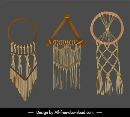 boho decorative templates retro knitting sketch