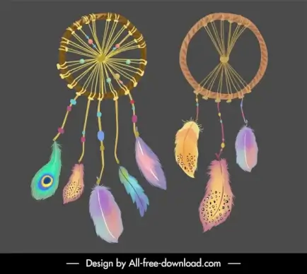 boho dream catcher templates colorful feathers decor