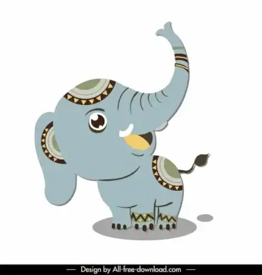 boho elephant icon cute cartoon character