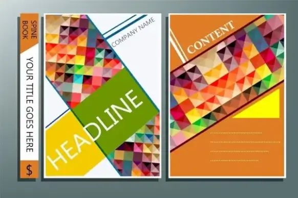 book cover template colorful polygonal decoration modern design