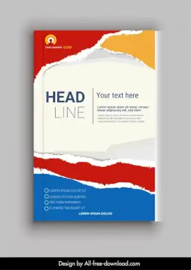  book cover template modern flat ragged paper sketch
