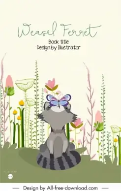 book cover template wild elements sketch cartoon design