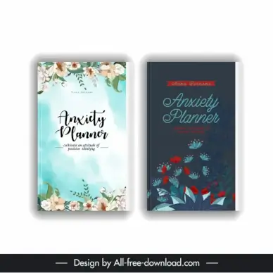book covers anxiety planner template elegant flowers decor