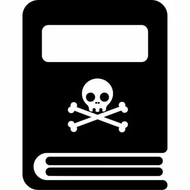 book dead sign icon flat silhouette skull bones outline 