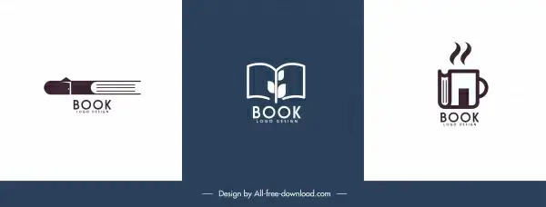 book logo templates flat classic handdrawn sketch