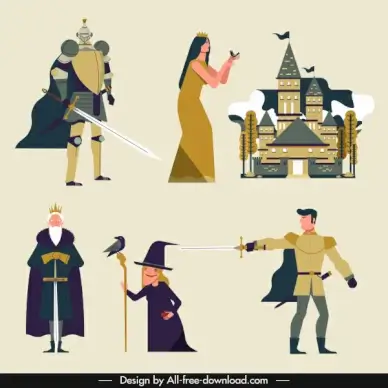 book story design elements classical cartoon characters sketch