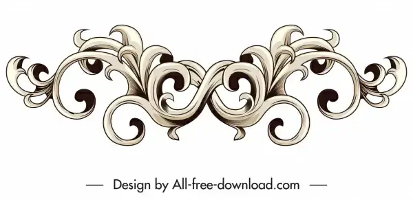 border design element classical symmetrical seamless curves decor