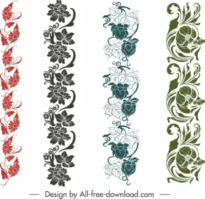 border design elements seamless elegant flowers decor
