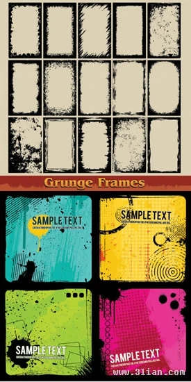 borders templates collection colored retro grunge decor
