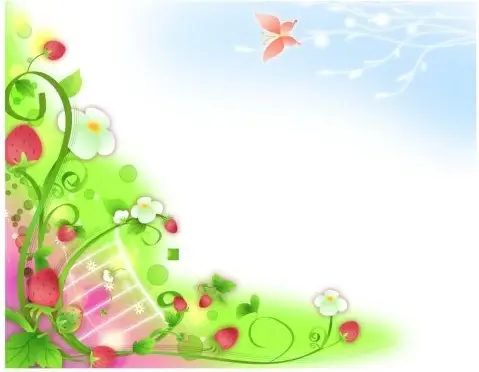 border patterns border floral strawberry vine vector