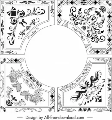 border template elegant oriental symmetric decor circl design